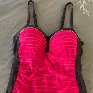 AZOKOE Tankini Top_Color Red & Gray_Size L_Worn once